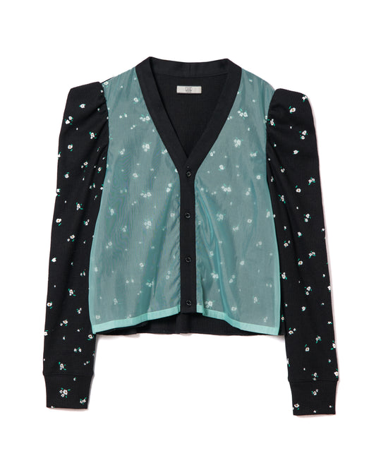 THERMAL FLOWER CARDIGAN (BLACK)