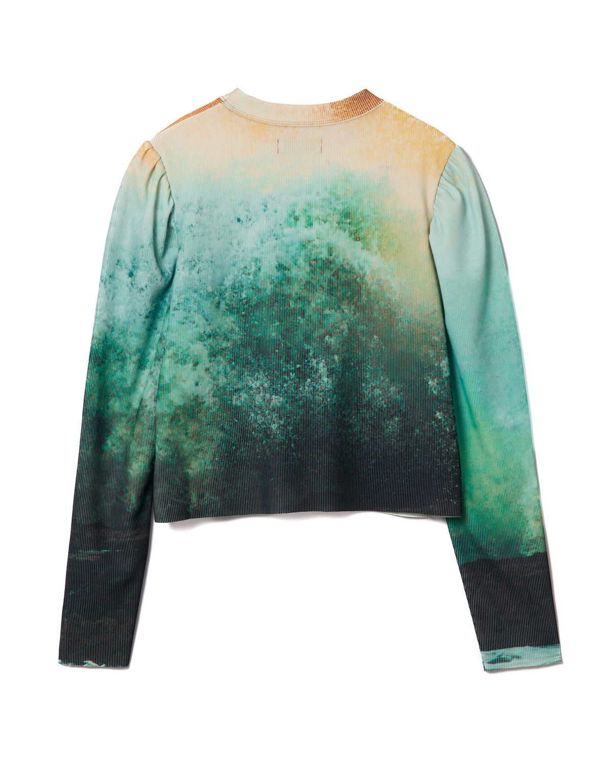 PRINT RIB PUFF SLEEVE C/S (WAVE)