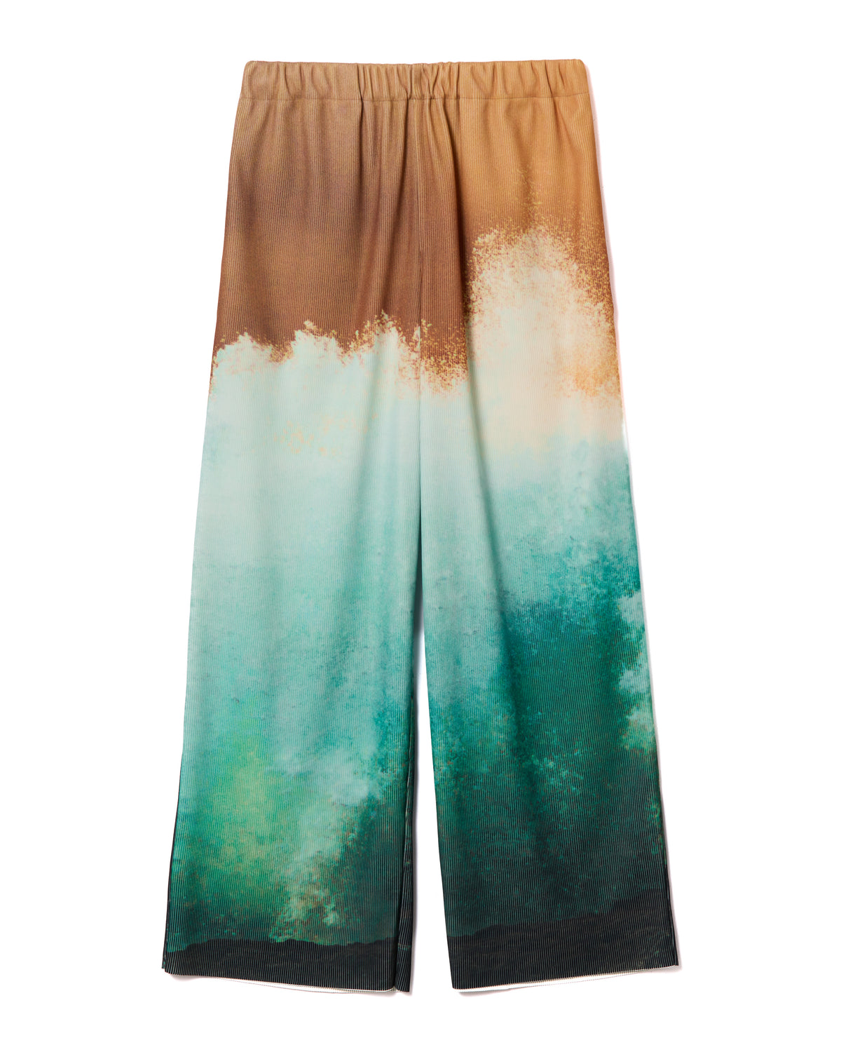 PRINT RIB WIDE PANTS (WAVE)