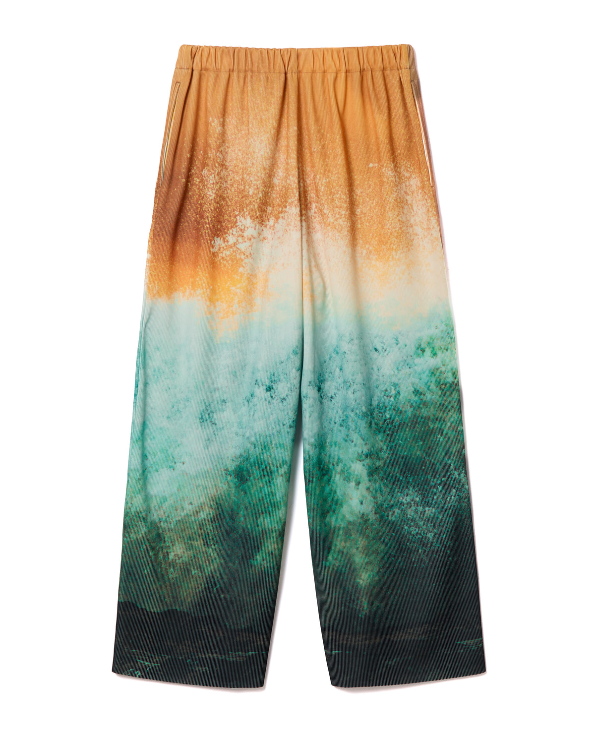 PRINT RIB WIDE PANTS (WAVE)