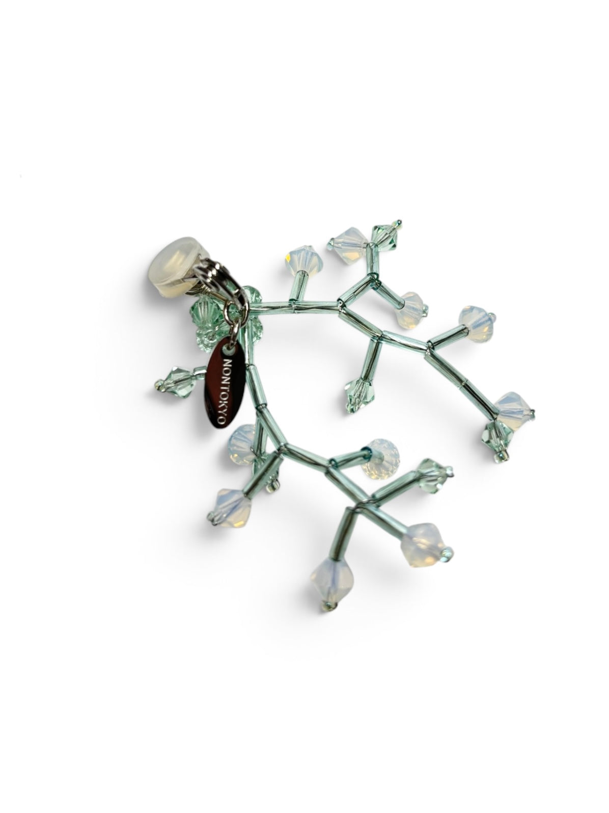 CRYSTAL BUD BRANCH EARRINGS (PINK x GREEN)