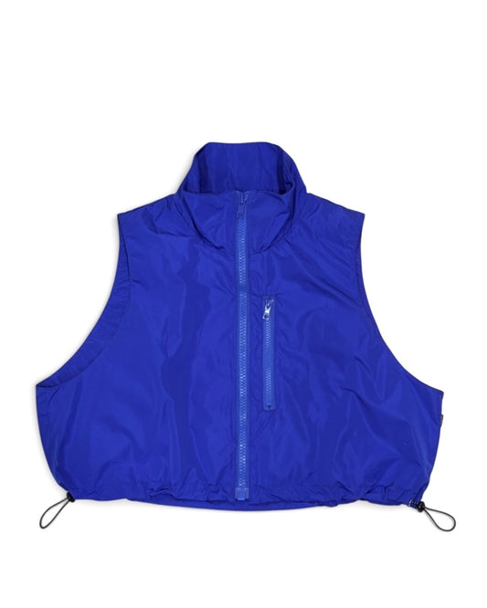 LAMINATED TAFFETA SHORT VEST (BLUE)