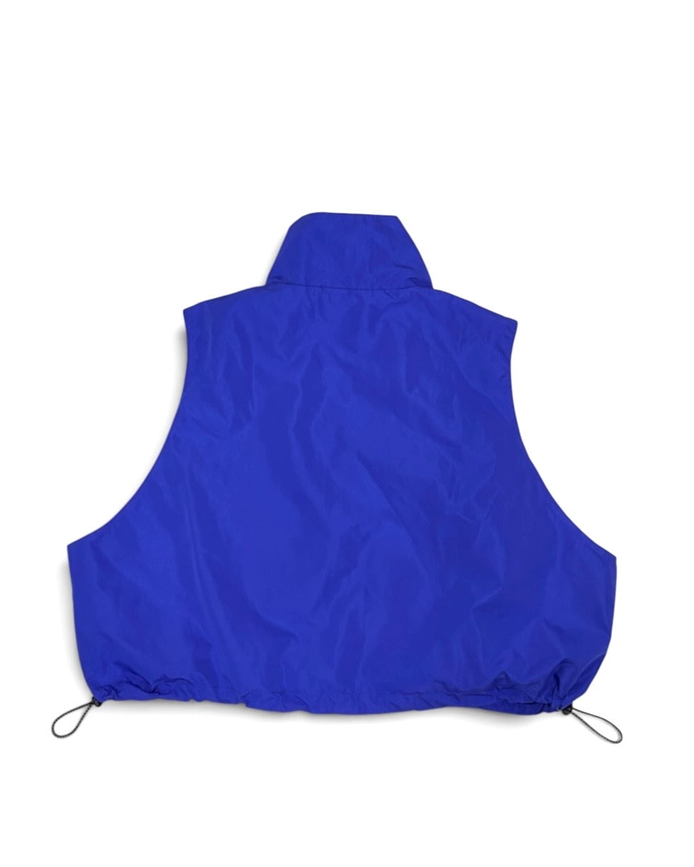 LAMINATED TAFFETA SHORT VEST (BLUE)