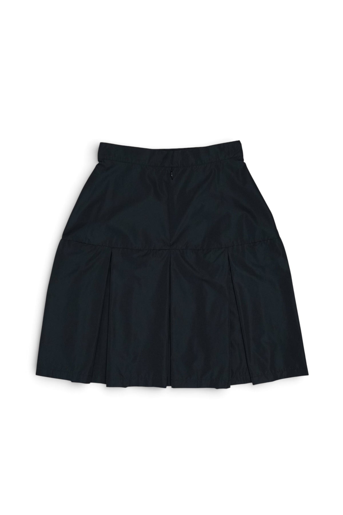 LAMINATED TAFFETA PLEATS MINI SKIRT (BLACK)