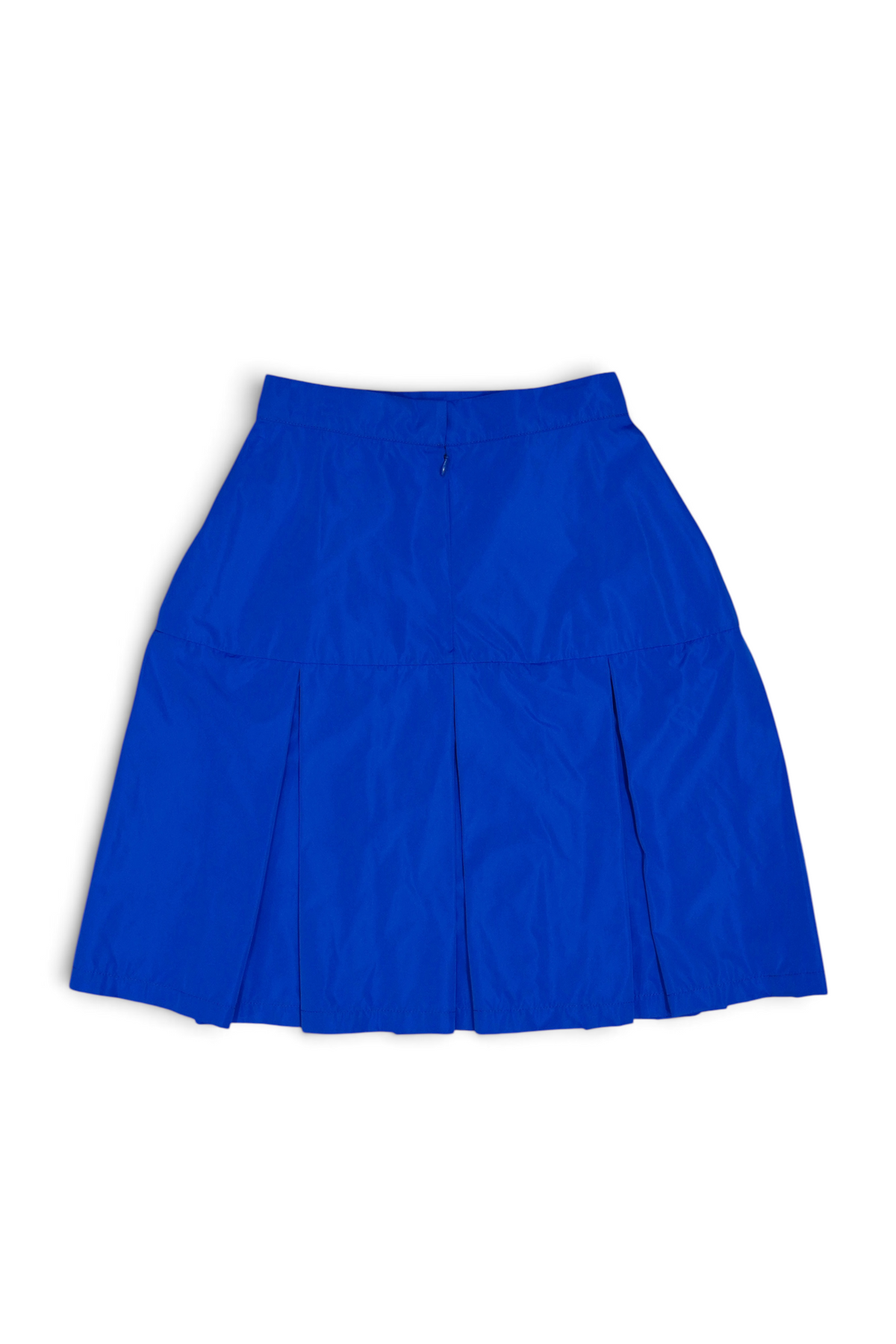 LAMINATED TAFFETA PLEATS MINI SKIRT (BLUE)