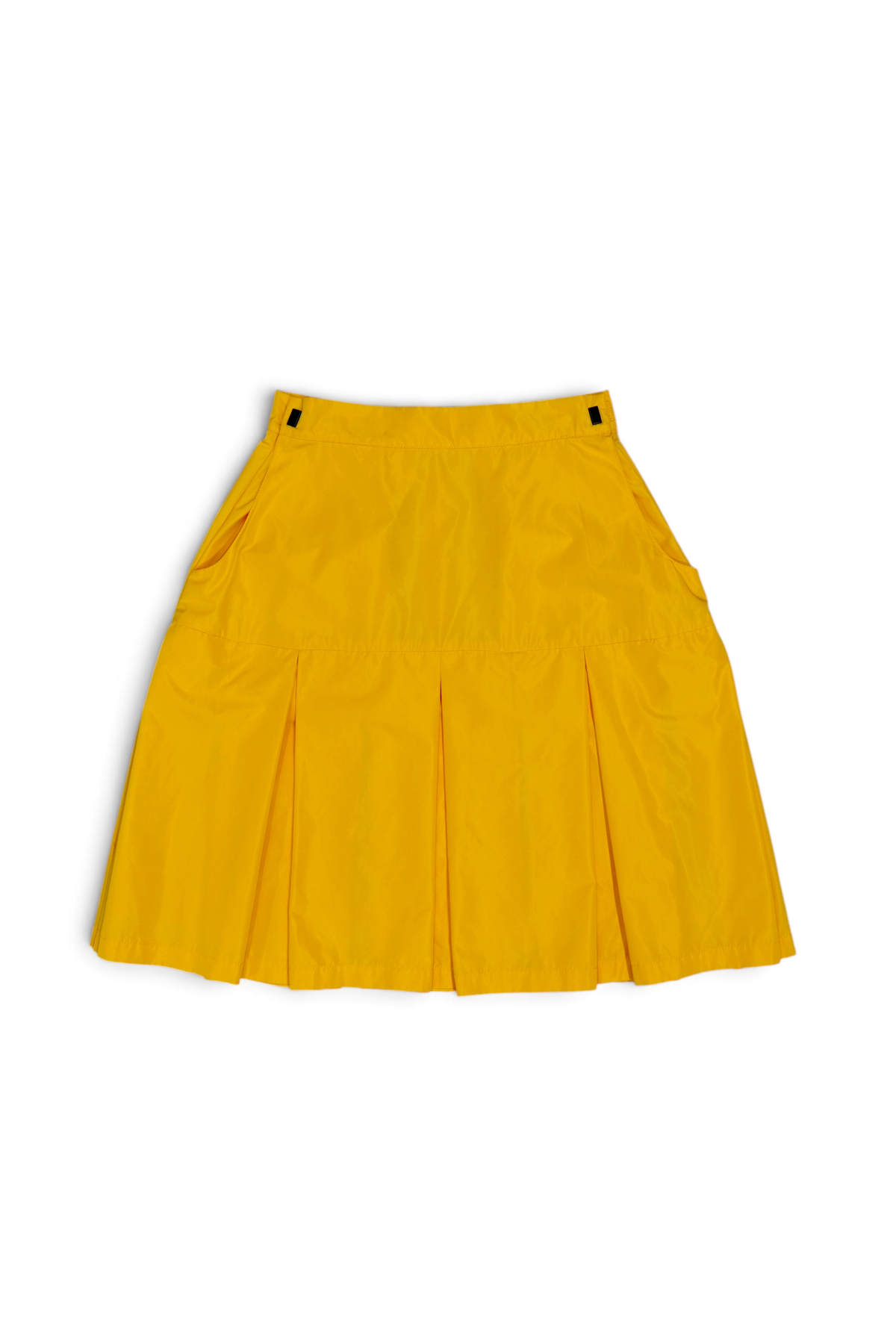 LAMINATED TAFFETA PLEATS MINI SKIRT (YELLOW)