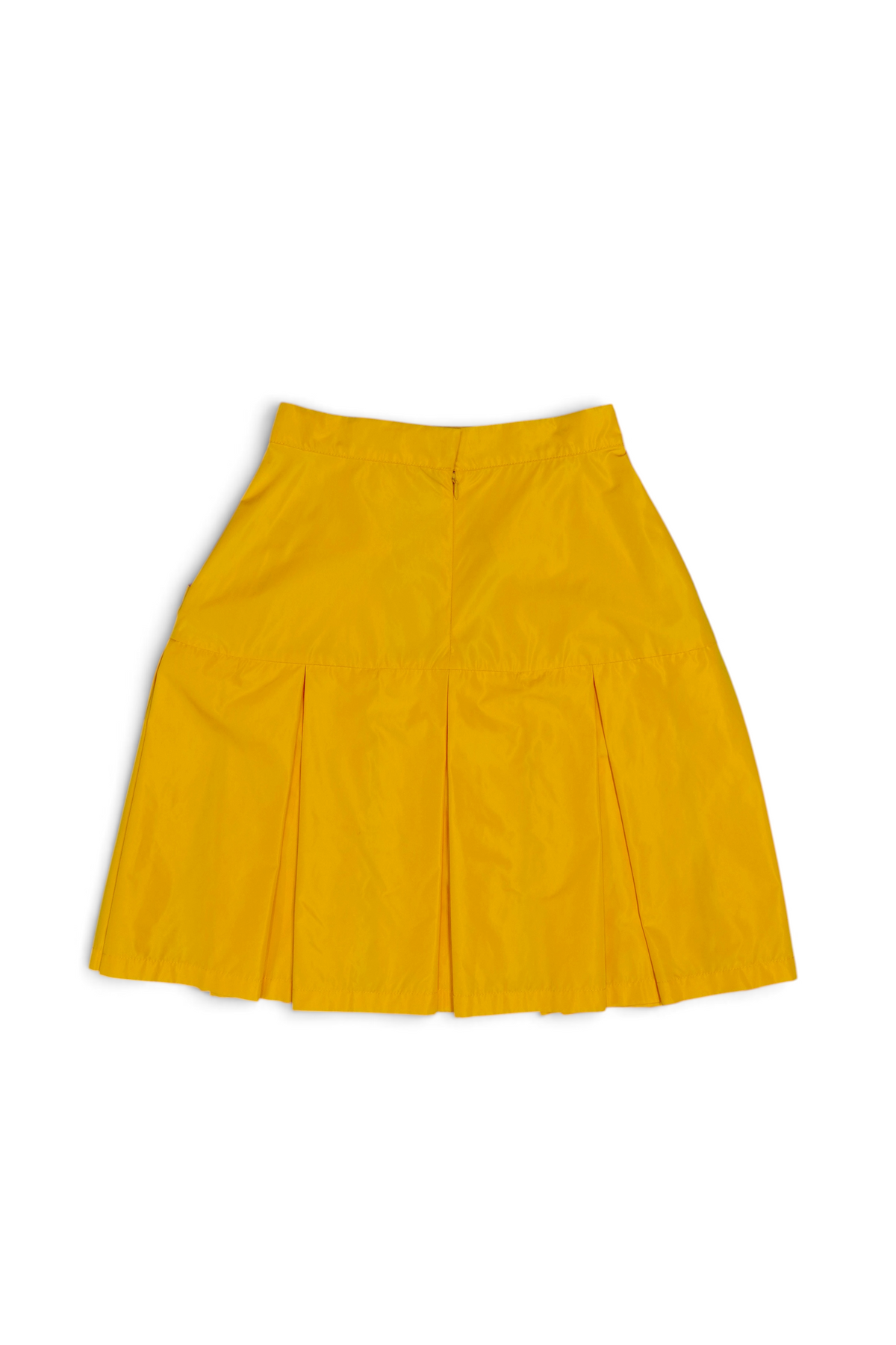 LAMINATED TAFFETA PLEATS MINI SKIRT (YELLOW)