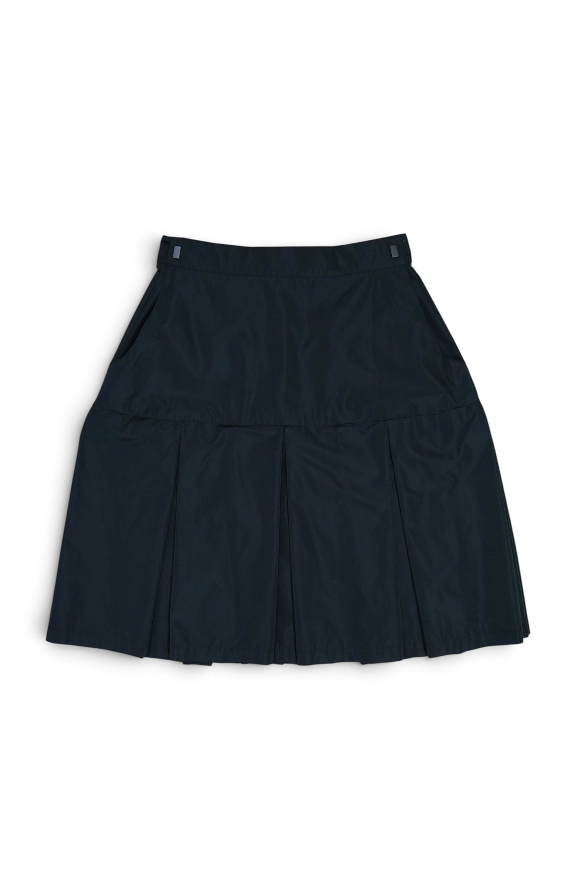 LAMINATED TAFFETA PLEATS MINI SKIRT (BLACK)