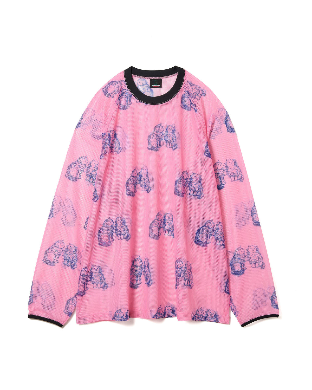 PRINT MESH PULLOVER & SCARF (PINK)