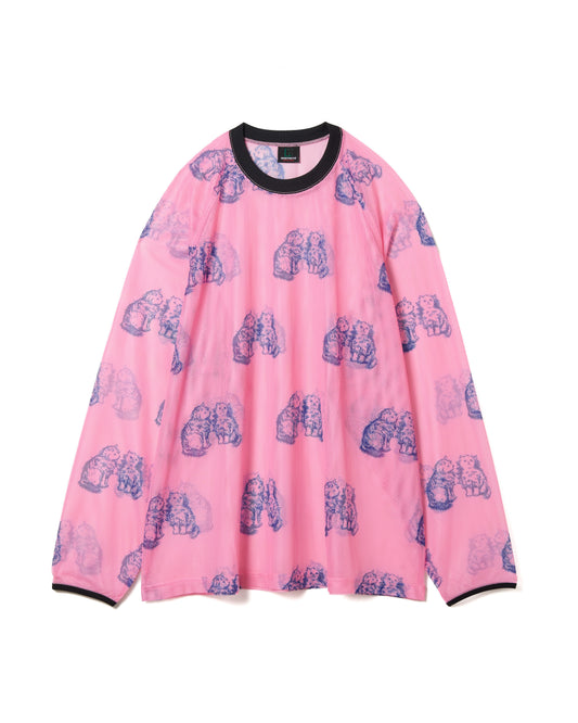 PRINT MESH PULLOVER & SCARF (PINK)