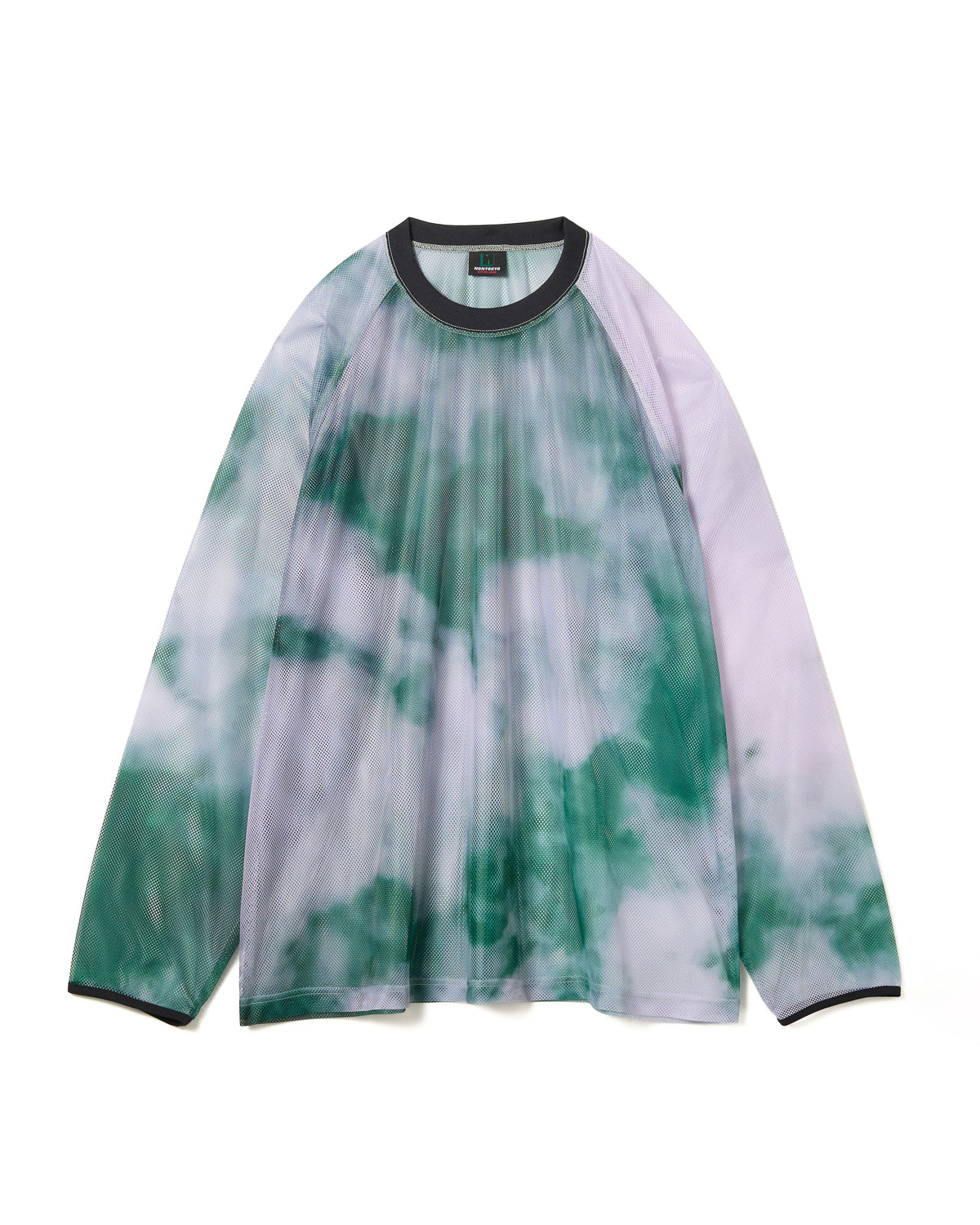 PRINT MESH PULLOVER & SCARF (GREEN)