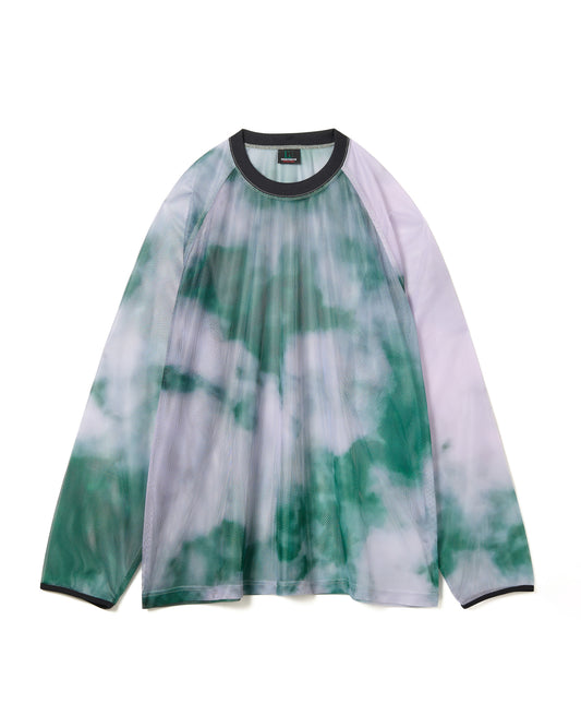 PRINT MESH PULLOVER & SCARF (GREEN)