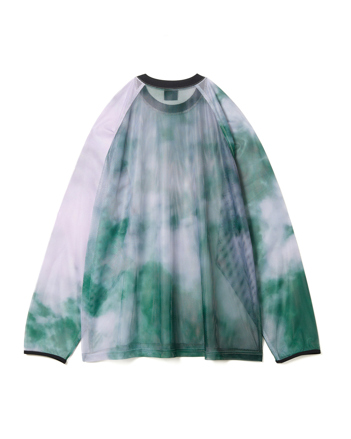 PRINT MESH PULLOVER & SCARF (GREEN)