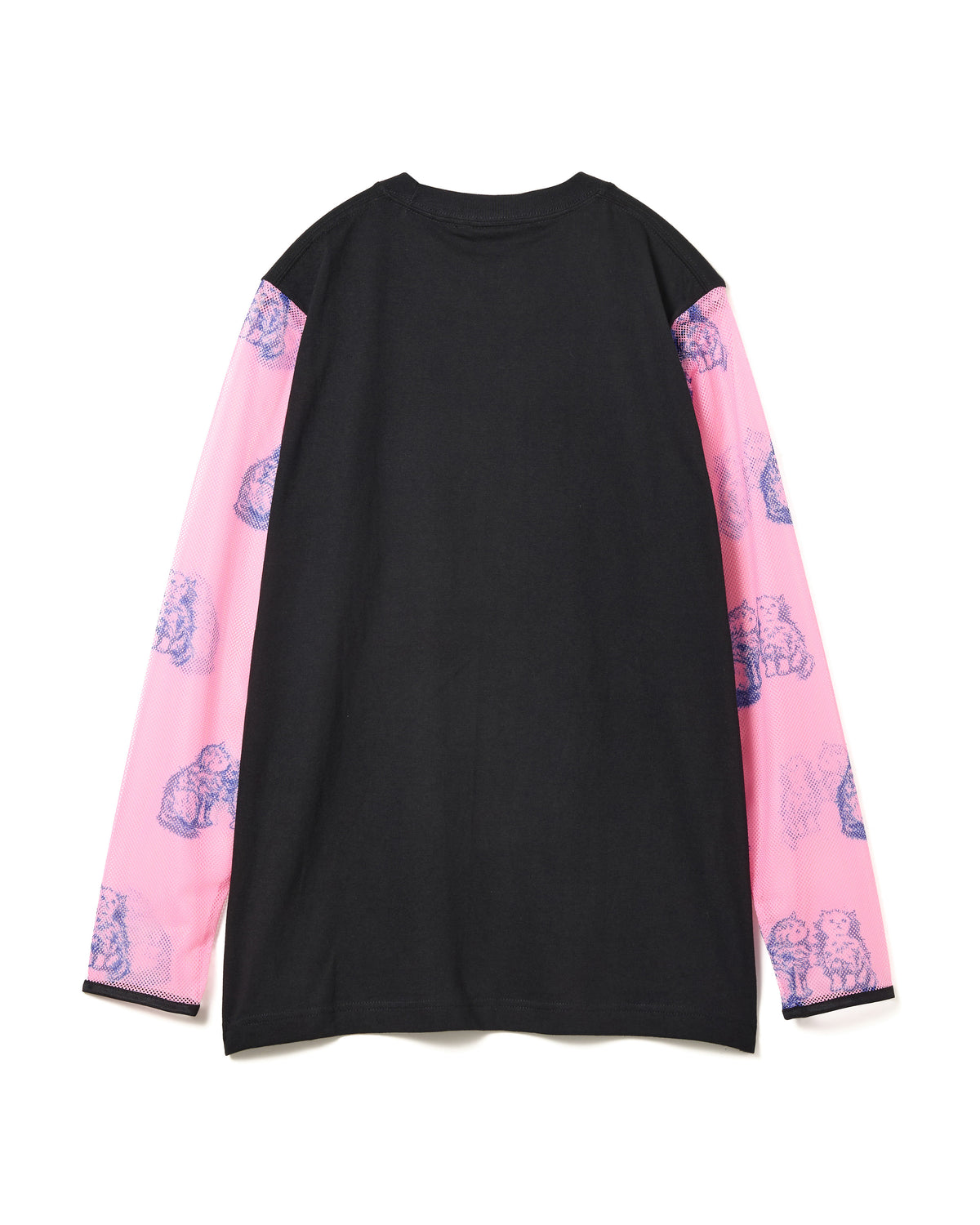 PRINT MESH SLEEVE C/S (BLACK x PINK)