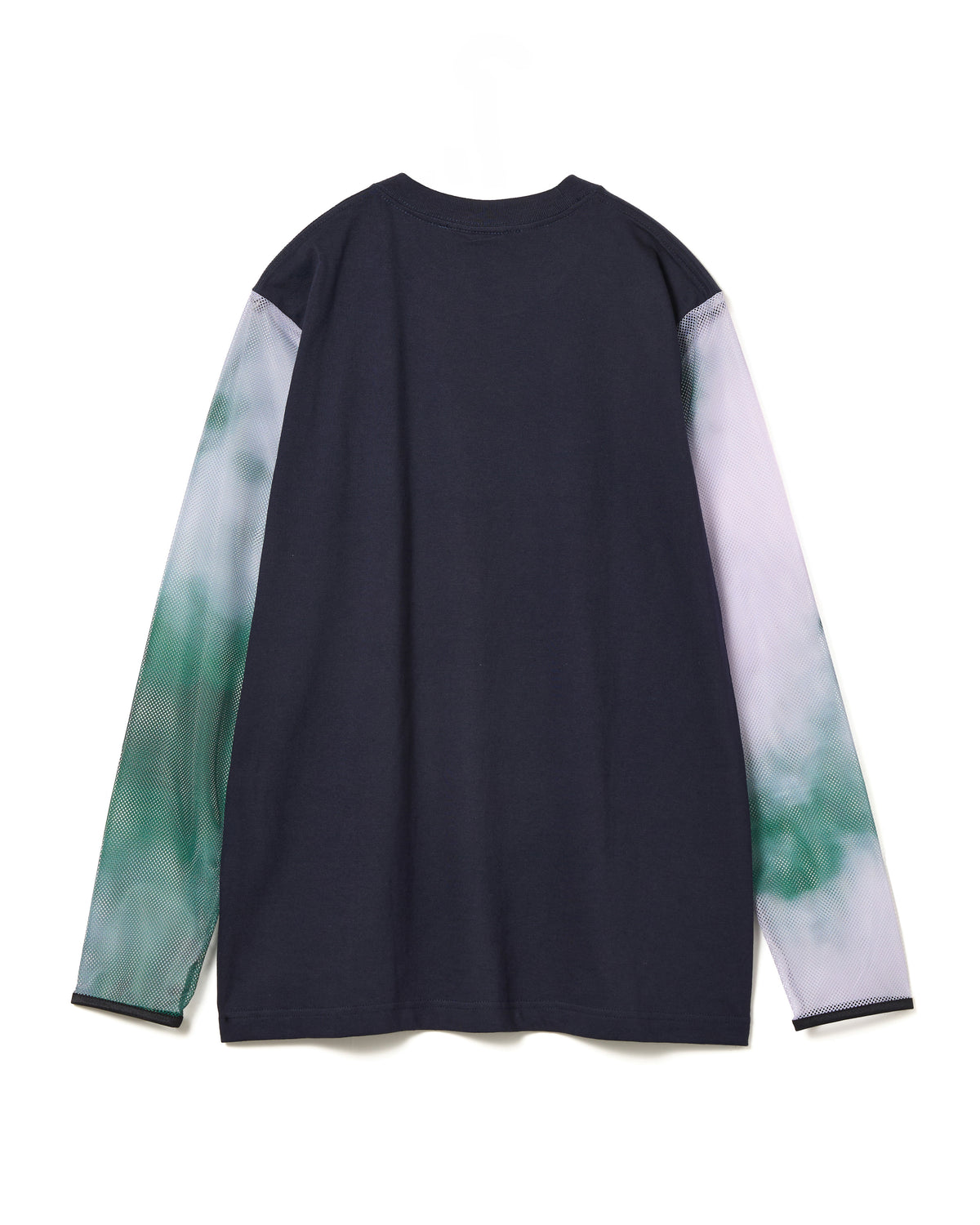 PRINT MESH SLEEVE C/S (NAVY x GREEN)