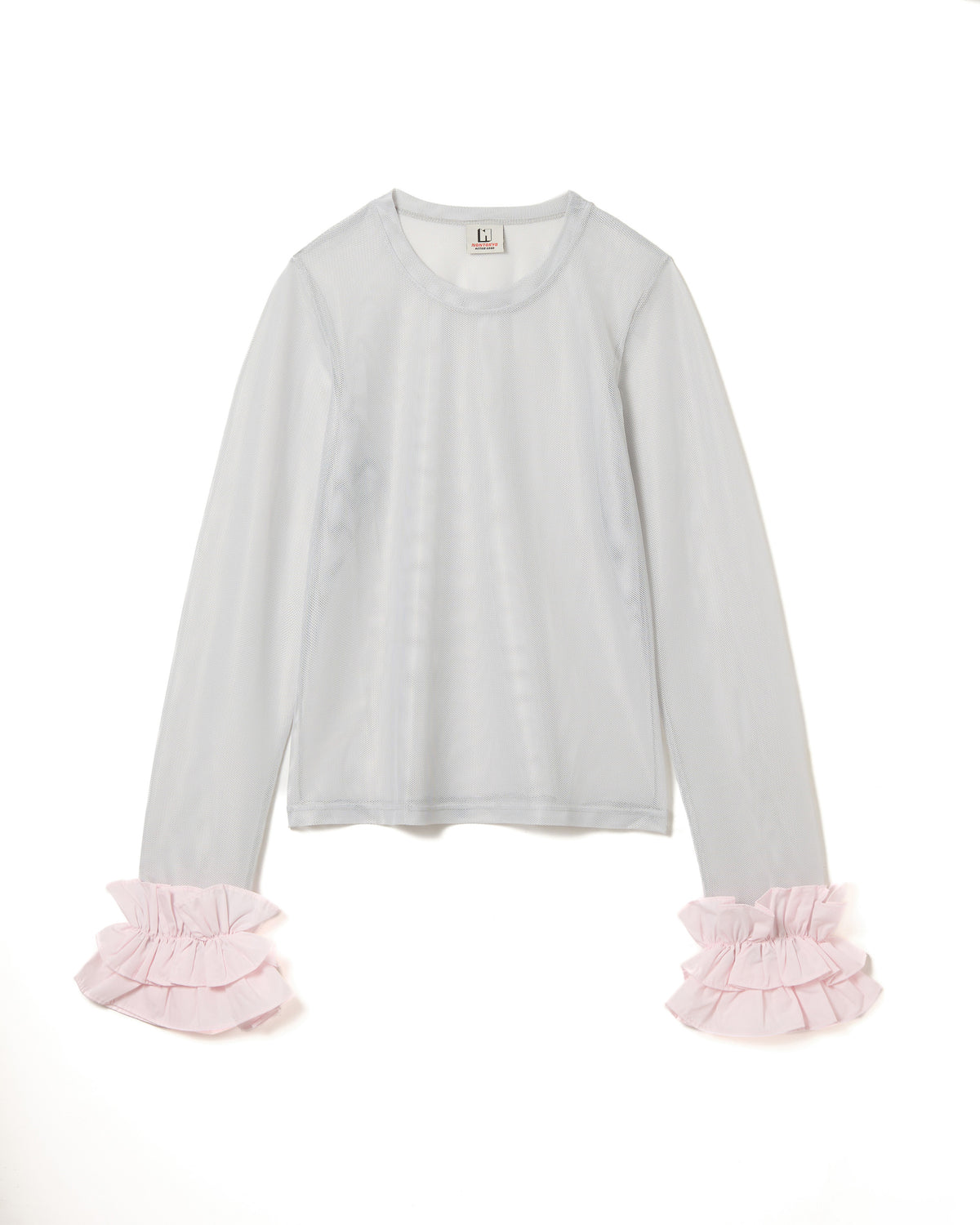 FRILL MESH L/S C/S (PINK)