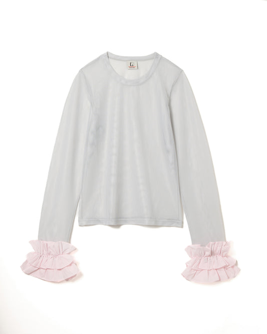 FRILL MESH L/S C/S (PINK)