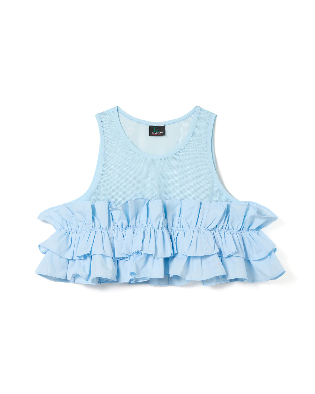 FRILL MESH SHORT TANK-TOP (BLUE)