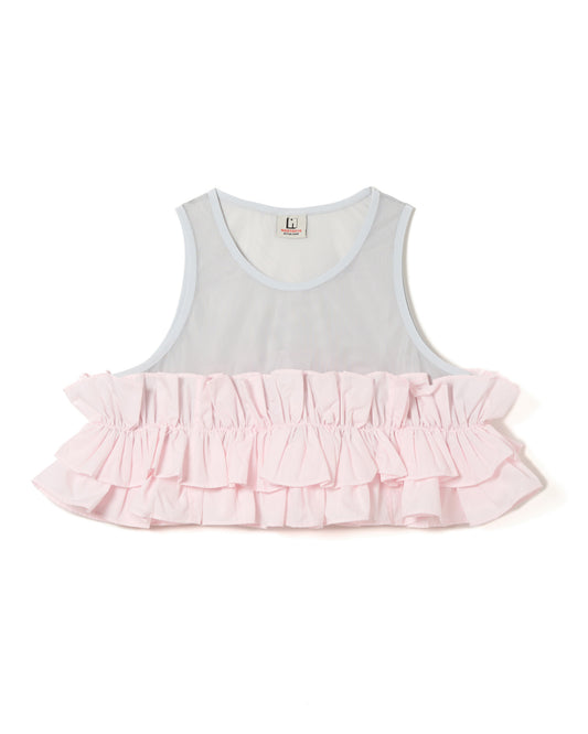 FRILL MESH SHORT TANK-TOP (PINK)