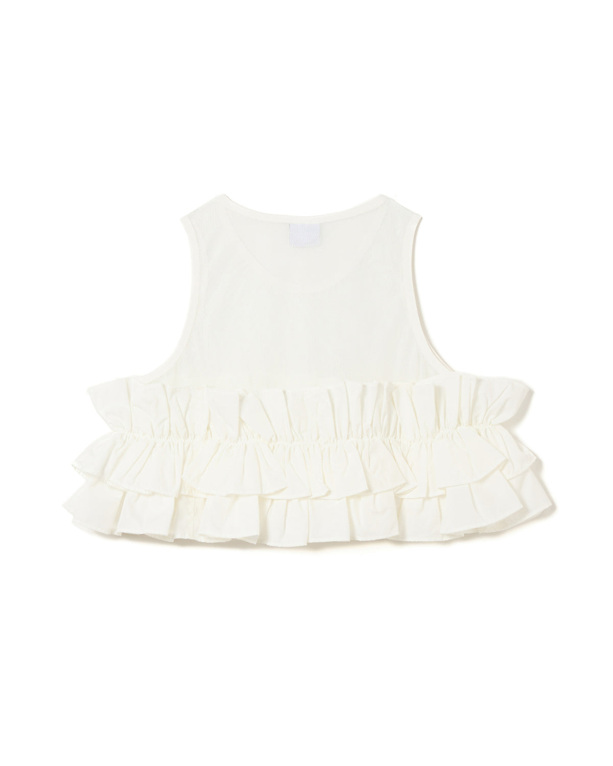 FRILL MESH SHORT TANK-TOP (WHITE)