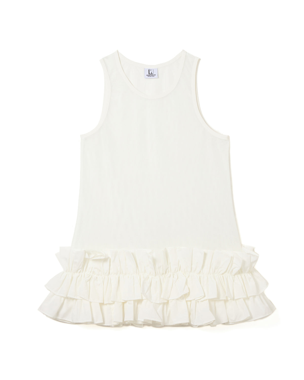 FRILL MESH TANK-TOP (WHITE)