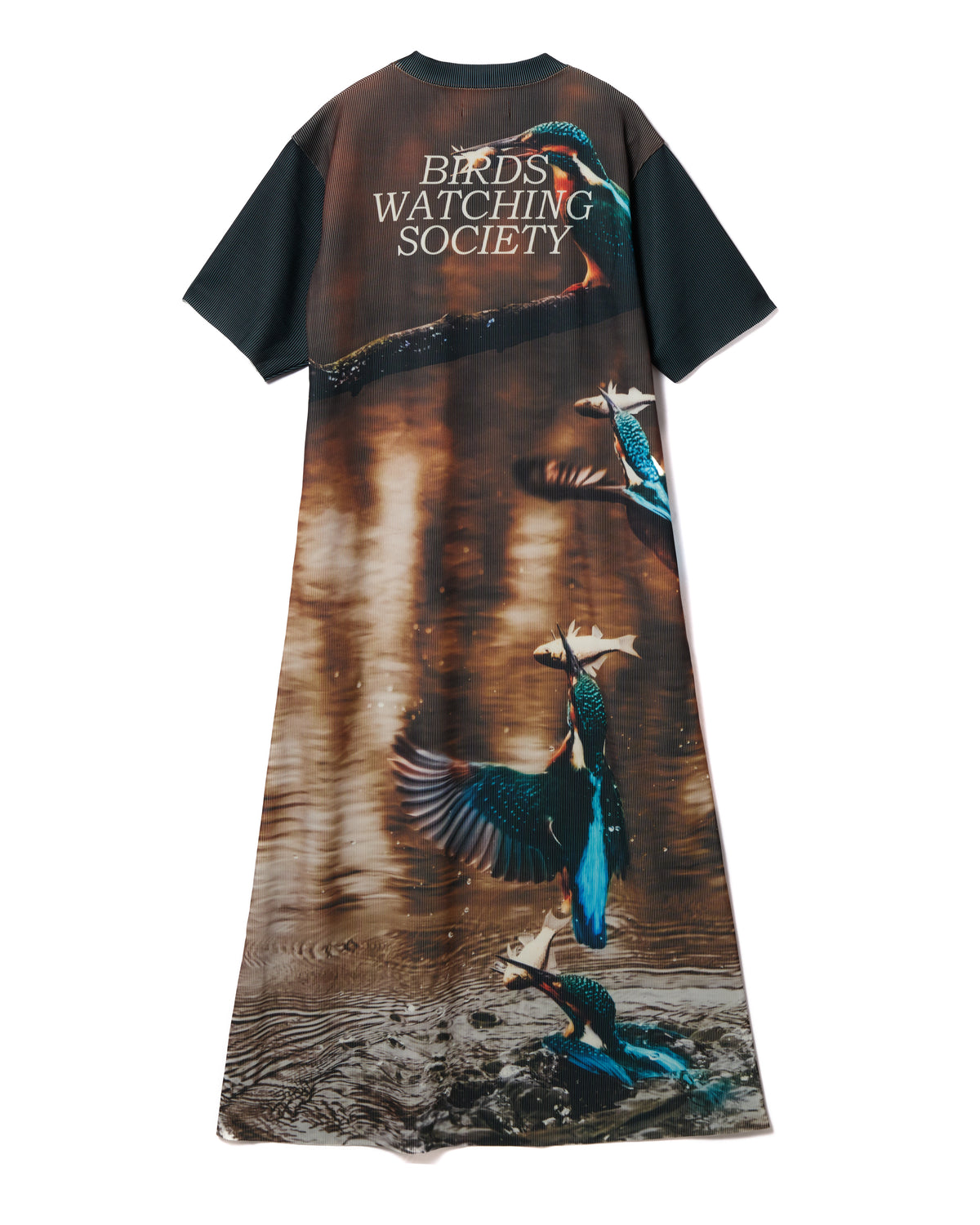 PRINT RIB HALF SLEEVE ONE-PIECE (BIRD)