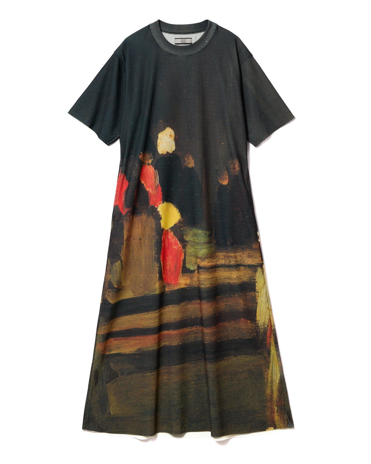 PRINT RIB HALF SLEEVE ONE-PIECE (ART)
