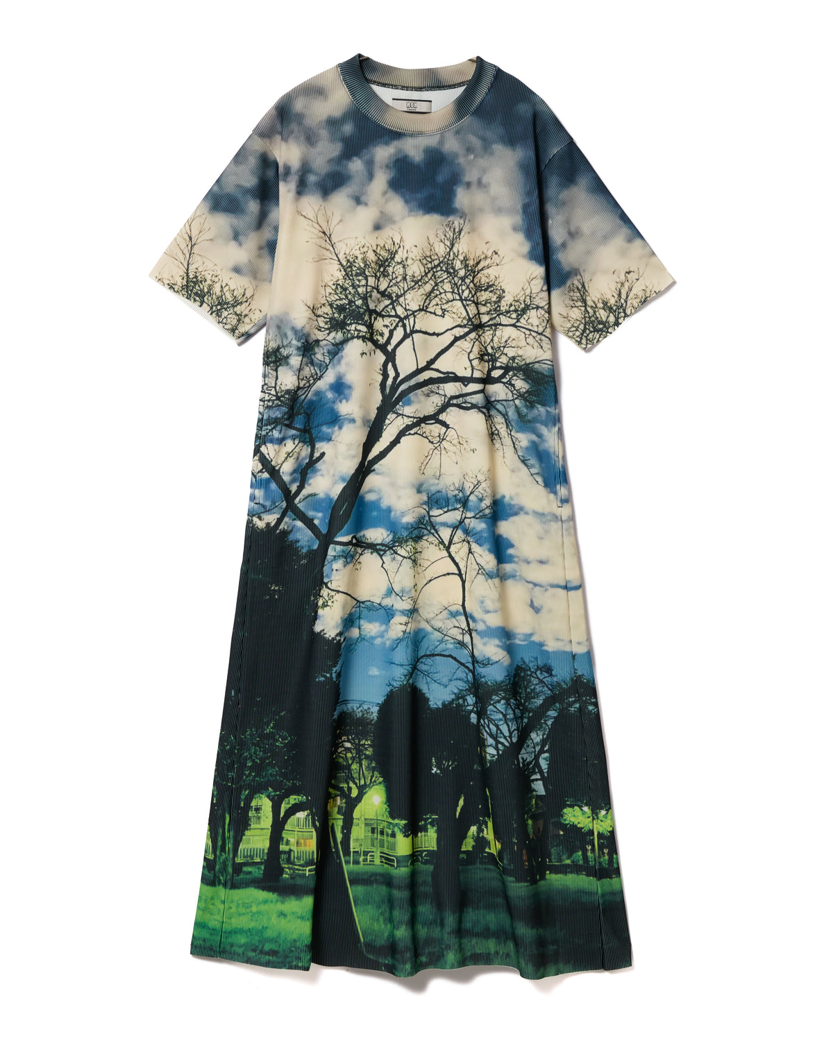 PRINT RIB HALF SLEEVE ONE-PIECE (PARK)
