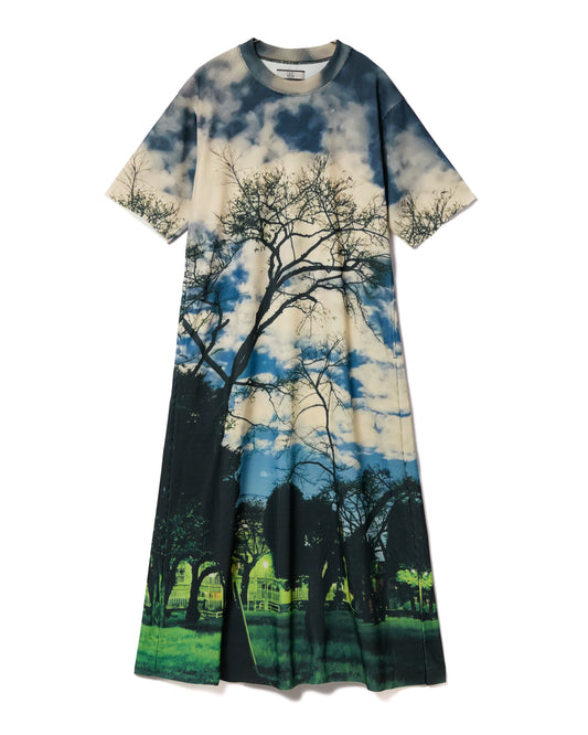 PRINT RIB HALF SLEEVE ONE-PIECE (PARK)