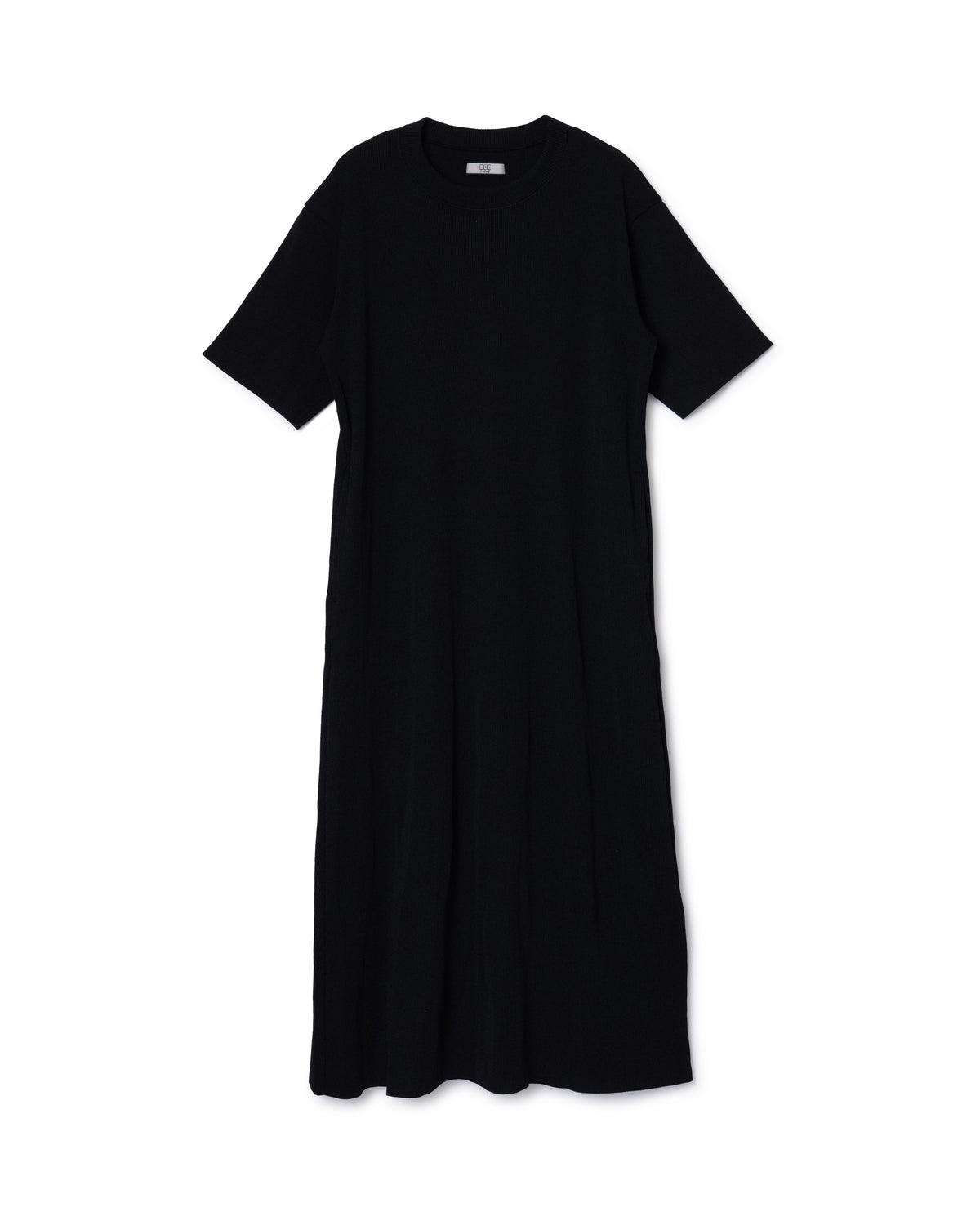 RIB HALF SLEEVE ONE-PIECE (BLACK)
