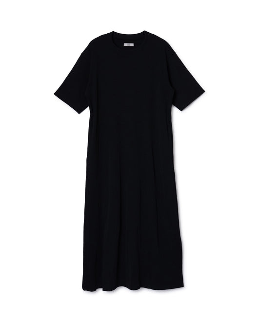 RIB HALF SLEEVE ONE-PIECE (BLACK)