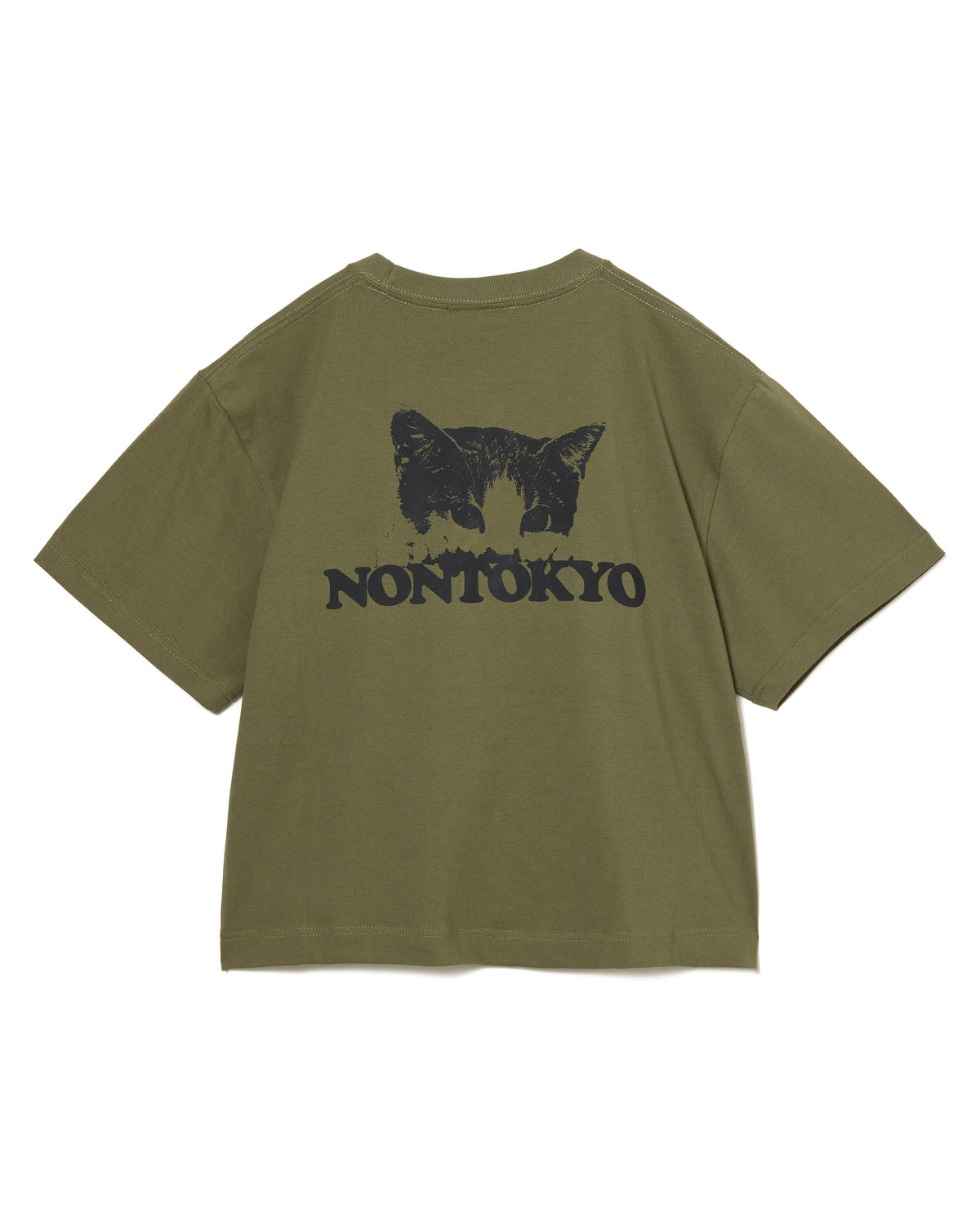 CAT PRINT SHORT T-SHIRT (KHAKI)