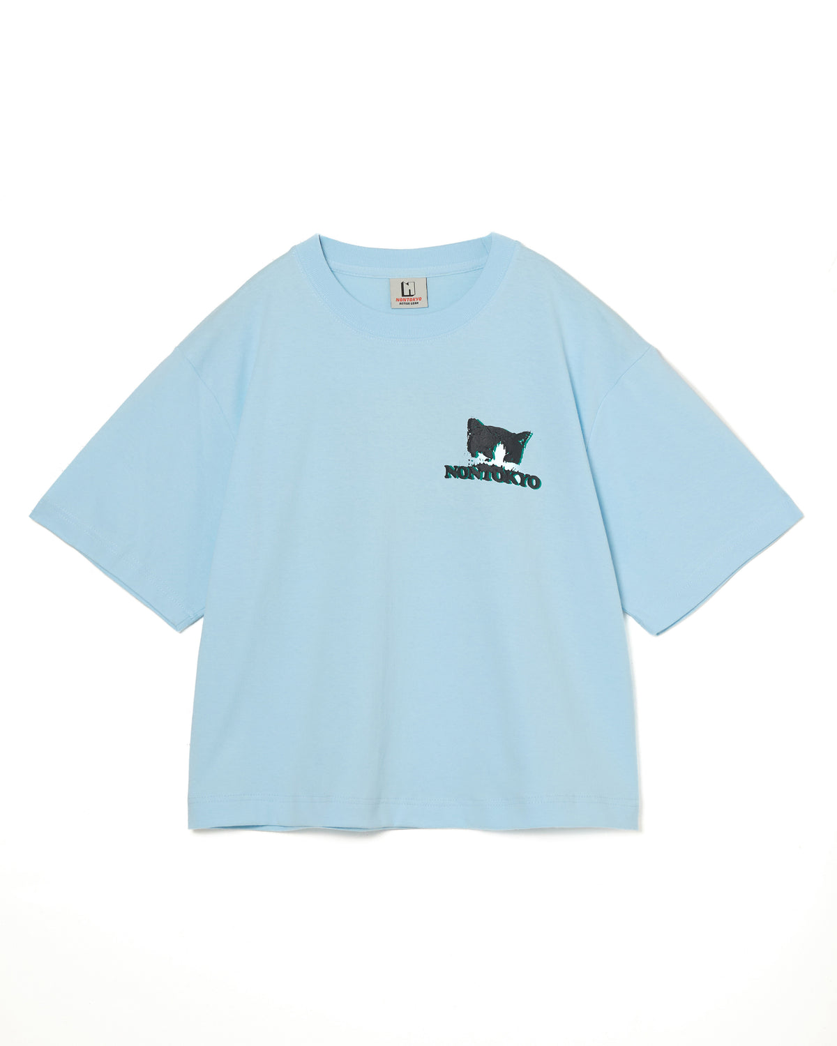 CAT PRINT SHORT T-SHIRT (BLUE)