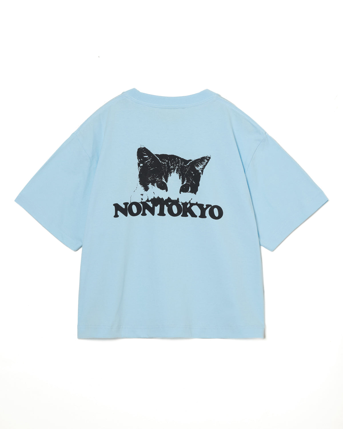 CAT PRINT SHORT T-SHIRT (BLUE)
