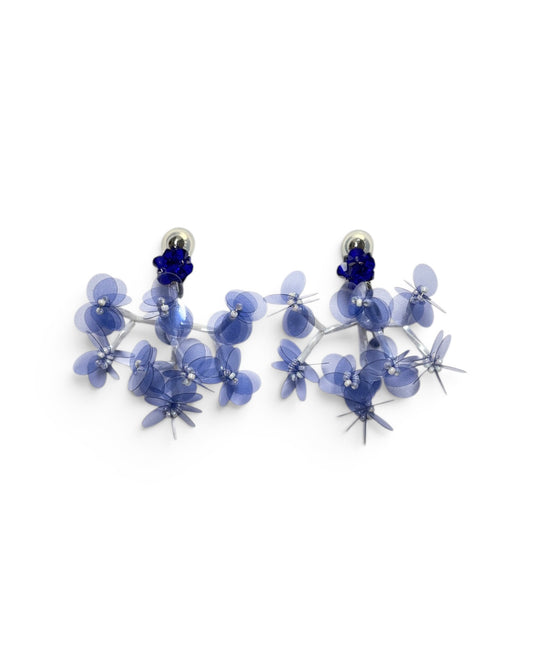 SEQUIN FLOWER BRANCH EARRINGS (BLUE)