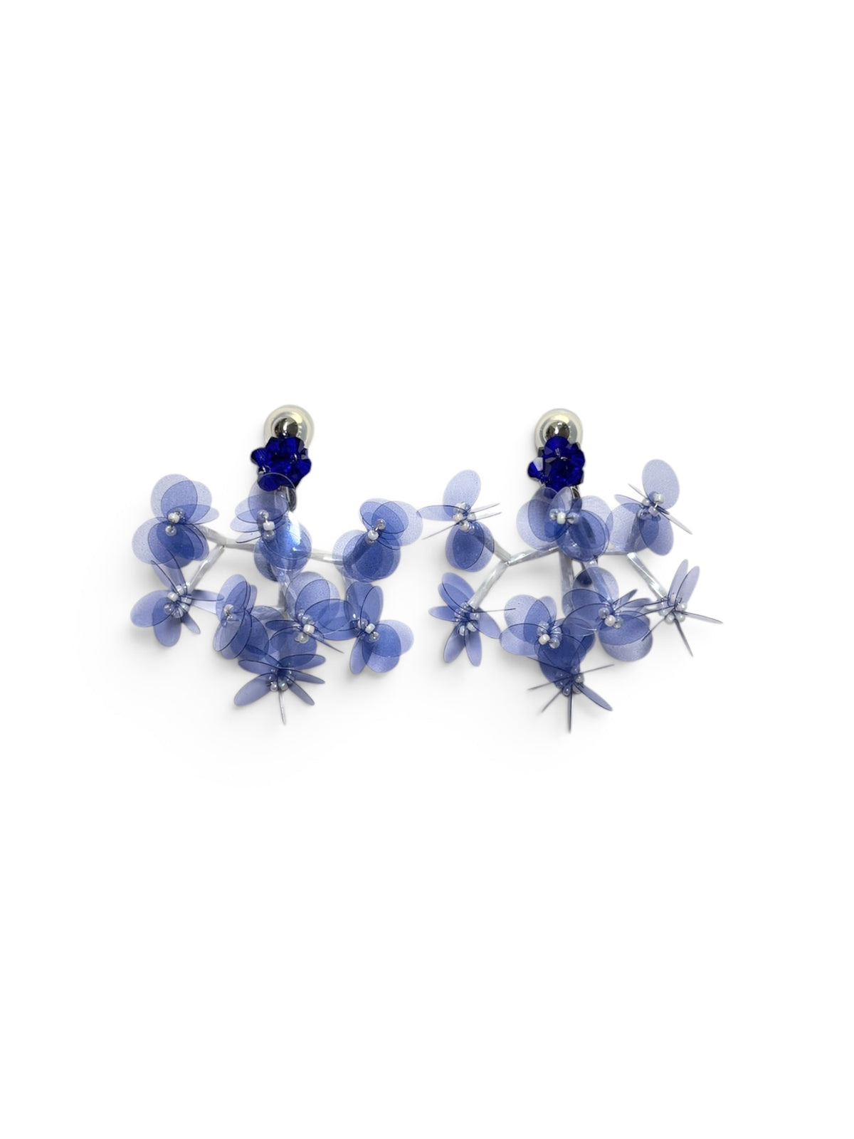 SEQUIN FLOWER BRANCH EARRINGS (BLUE)