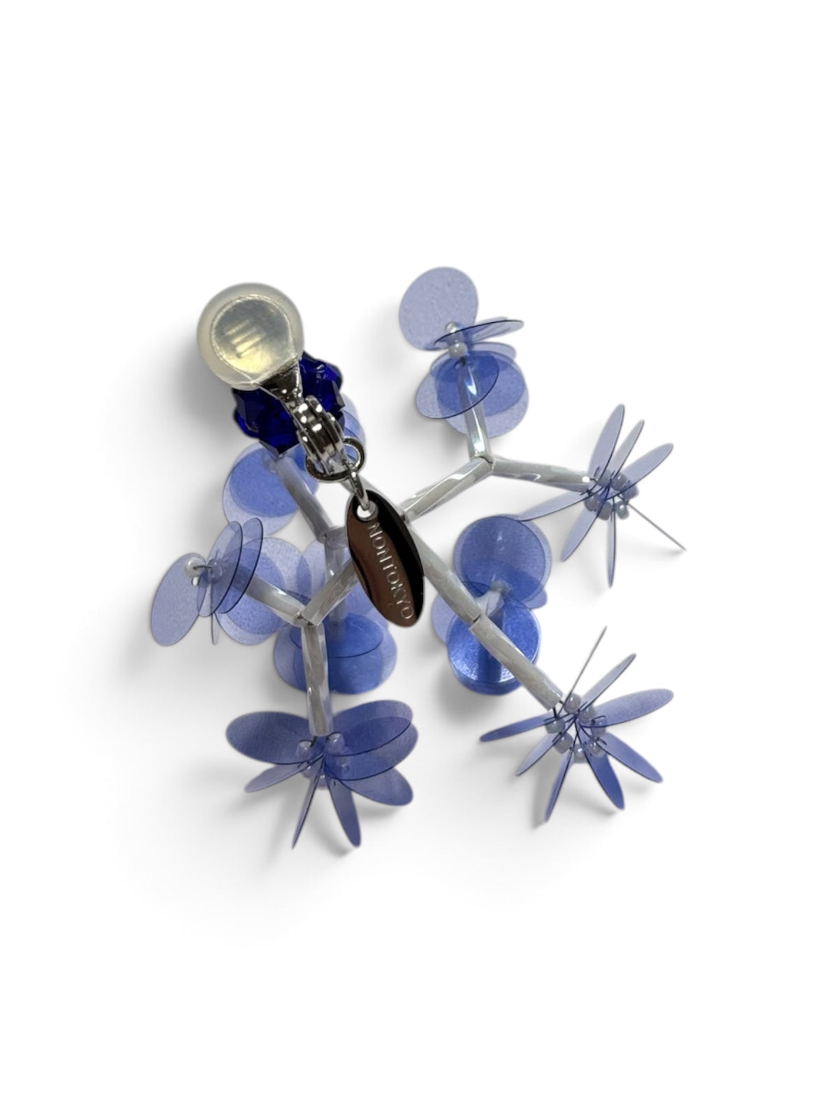 SEQUIN FLOWER BRANCH EARRINGS (BLUE)