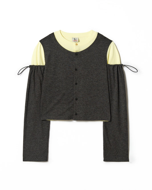2WAY LAYERED CARDIGAN (GRAY)