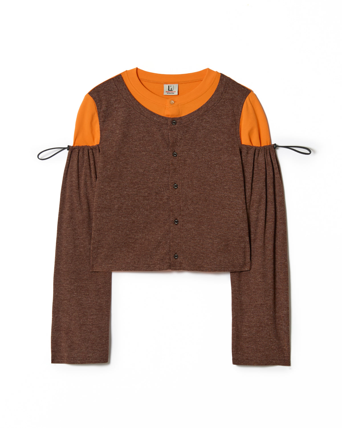 2WAY LAYERED CARDIGAN (BROWN)