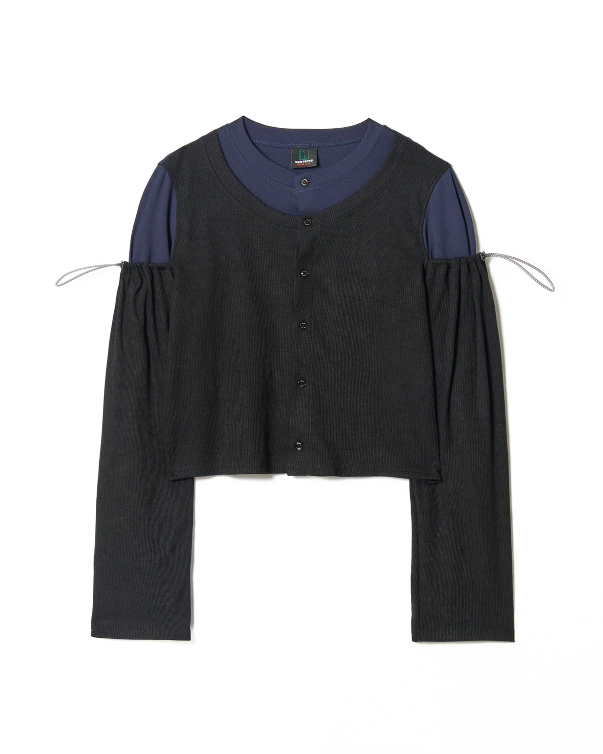 2WAY LAYERED CARDIGAN (BLACK)
