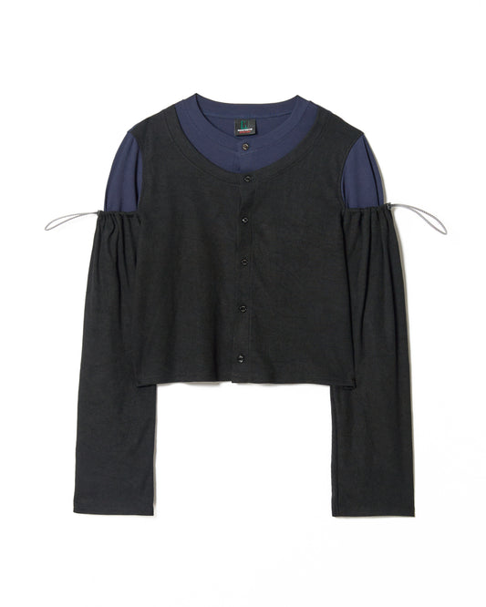 2WAY LAYERED CARDIGAN (BLACK)