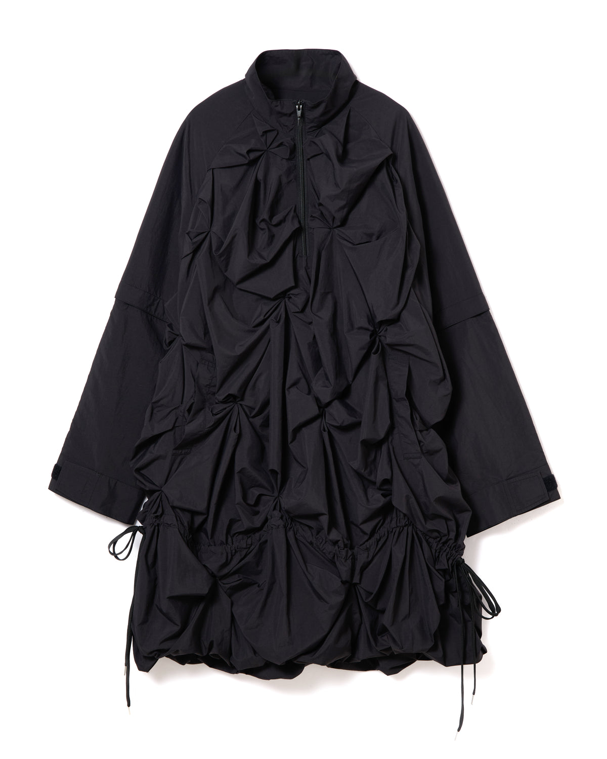 2WAY FLOWER SMOCKING ANORAK (BLACK)