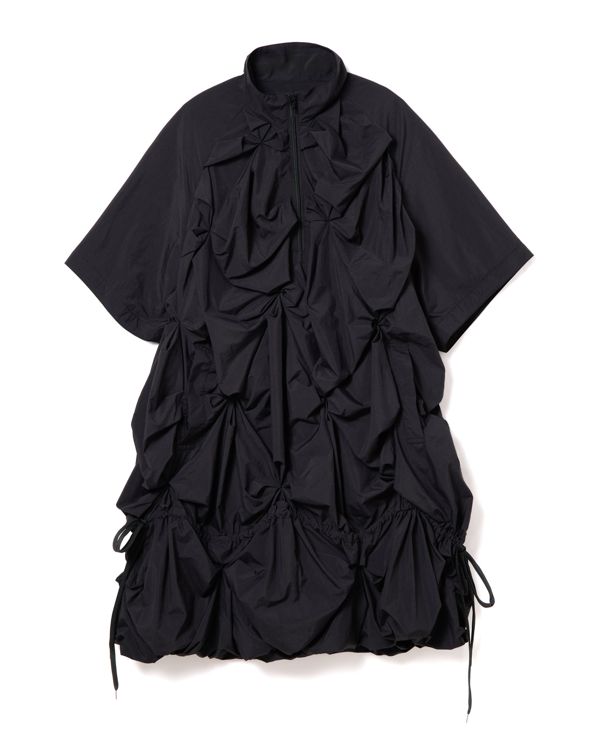 2WAY FLOWER SMOCKING ANORAK (BLACK)