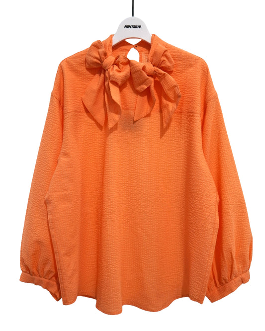 NON TOKYO /  DOUBLE RIBBON SHIRT (ORANGE) / 〈ノントーキョー〉ダブルリボンシャツ (オレンジ)