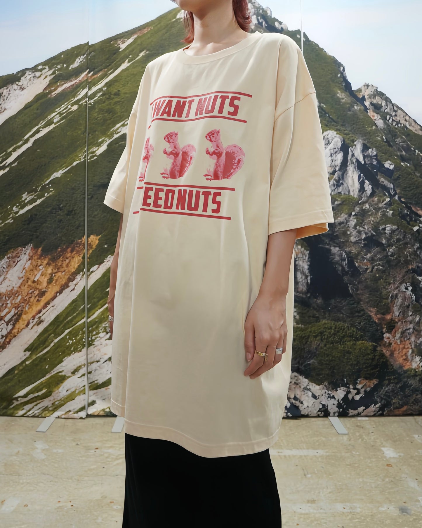 SQUIRREL PRINT BIG T-SHIRT (PINK)