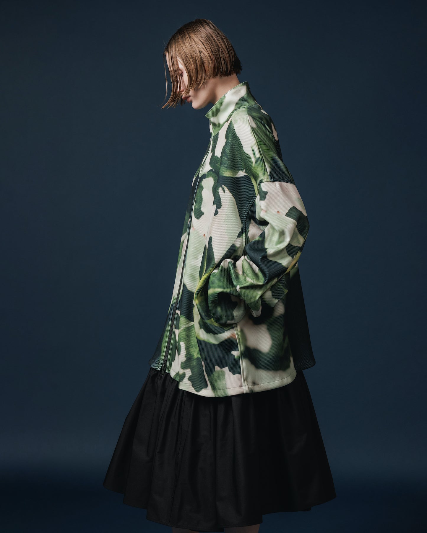 PRINT RIB ZIP-UP BLOUSON (CAMO)