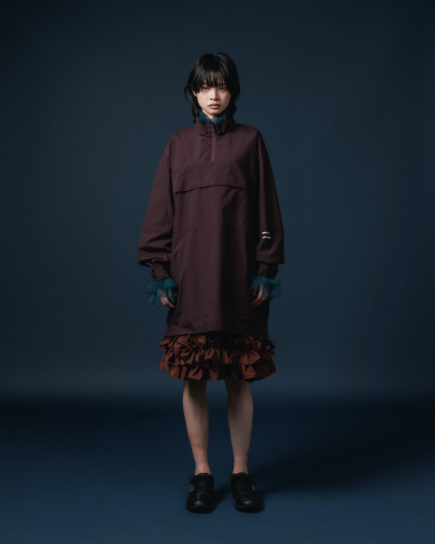 FRILL LAYER NYLONONE-PIECE (WINE)