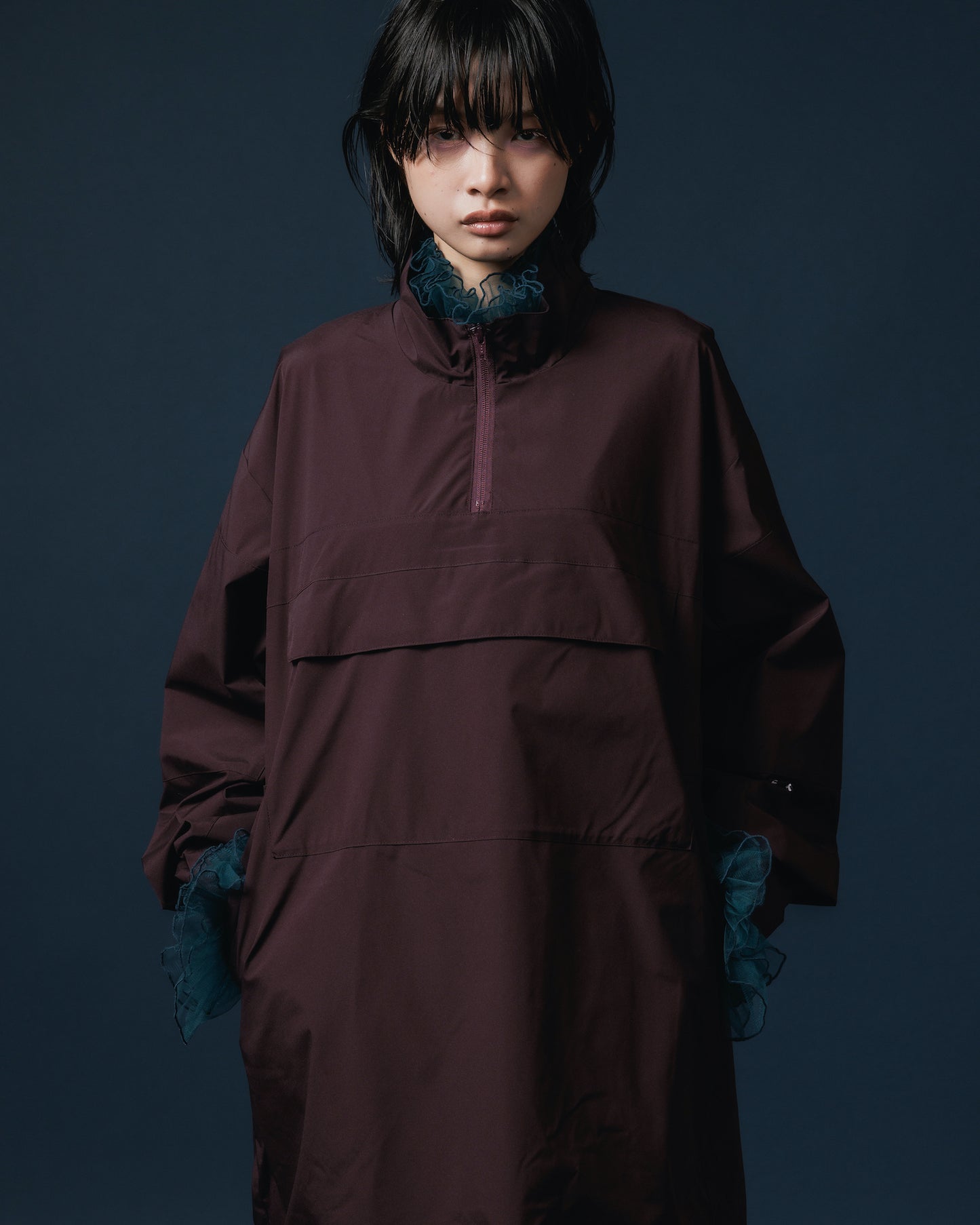 FRILL LAYER NYLONONE-PIECE (WINE)