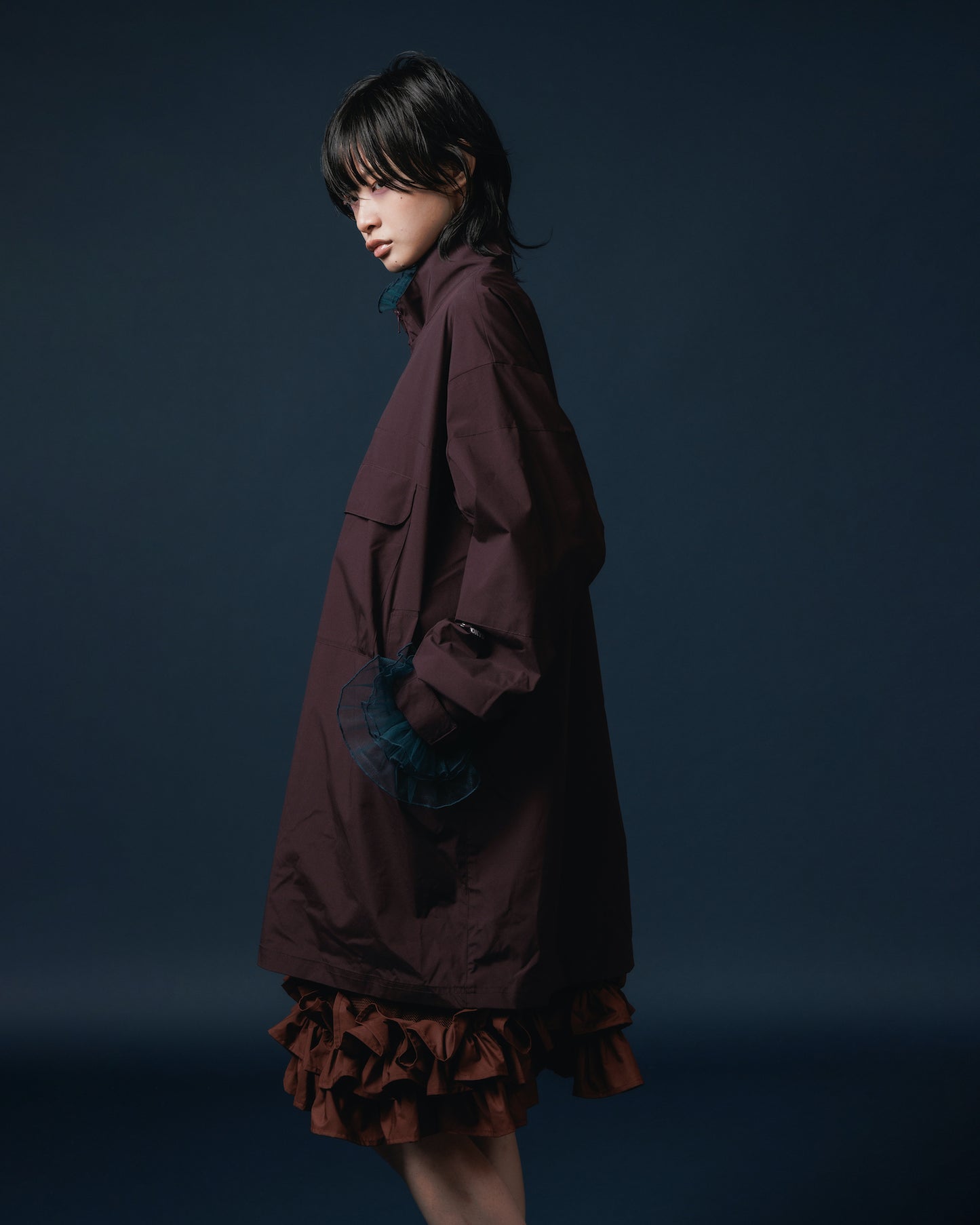 FRILL LAYER NYLONONE-PIECE (WINE)