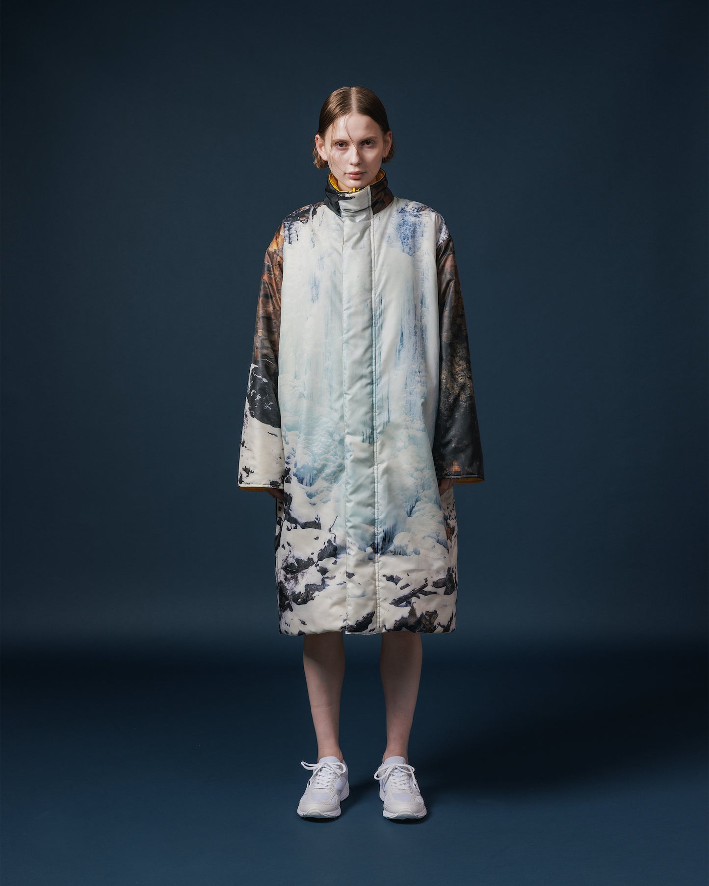 REVERSIBLE PADDING COAT (WATERFALL x YELLOW)